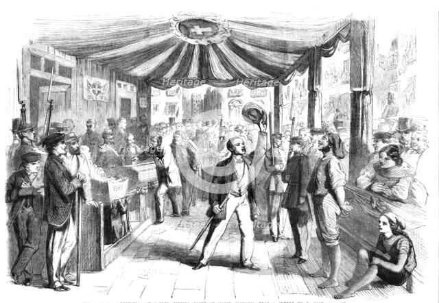 The vote for annexation at Naples - polling booth at Monte Calvario - from a sketch by T. Nast, 1860 Creator: Unknown.