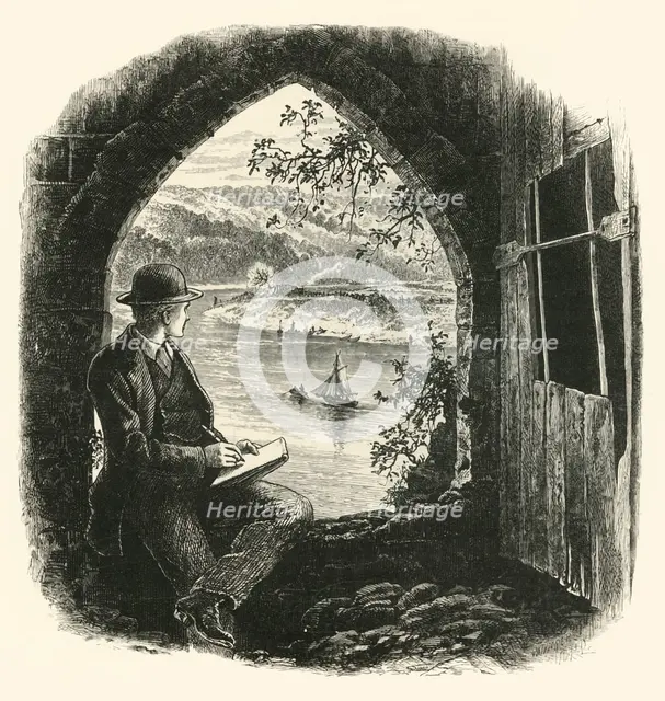 'The Wye, from Chepstow Castle, 1870s.  Creator: Josiah Wood Whymper.