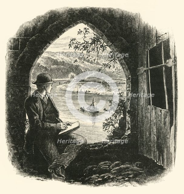 'The Wye, from Chepstow Castle, 1870s.  Creator: Josiah Wood Whymper.