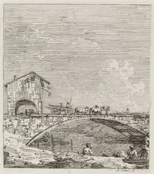 The Wagon Passing over a Bridge, c. 1735/1746. Creator: Canaletto