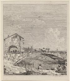 The Wagon Passing Over a Bridge, c. 1735/1746. Creator: Canaletto