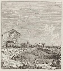 The Wagon Passing over a Bridge, c. 1735/1746. Creator: Canaletto