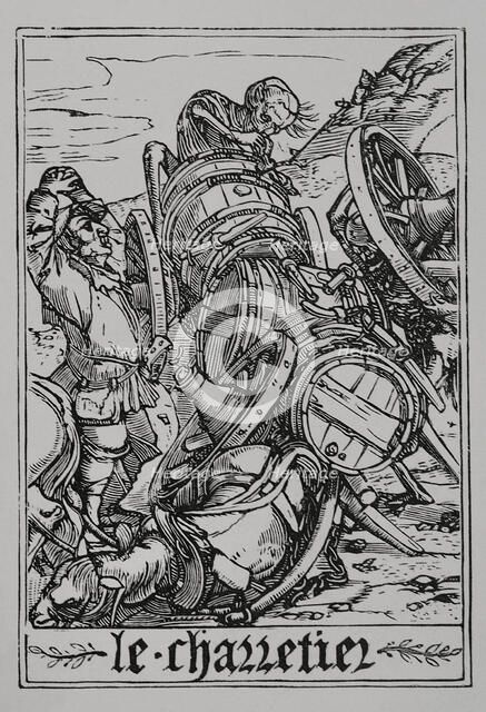 The Waggoner from "The Dance of Death", 1547, (1877).  Creator: Unknown.