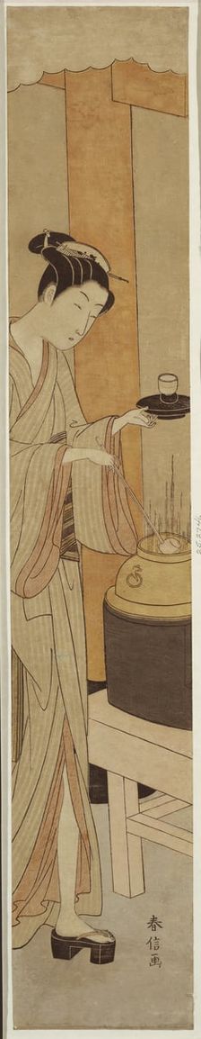 The Waitress Osen of the Kagiya Teahouse, c. 1769/70. Creator: Suzuki Harunobu