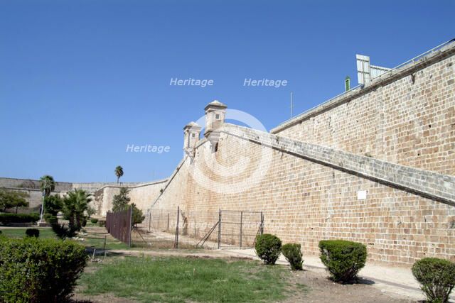 The walls of Acre (Acco), Israel. Artist: Samuel Magal