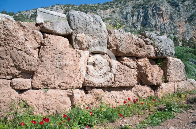 The walls of Delphi, Greece. Creator: Samuel Magal.
