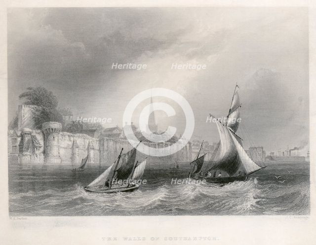 The walls of Southampton, Hampshire, 1841. Artist: JC Armytage.