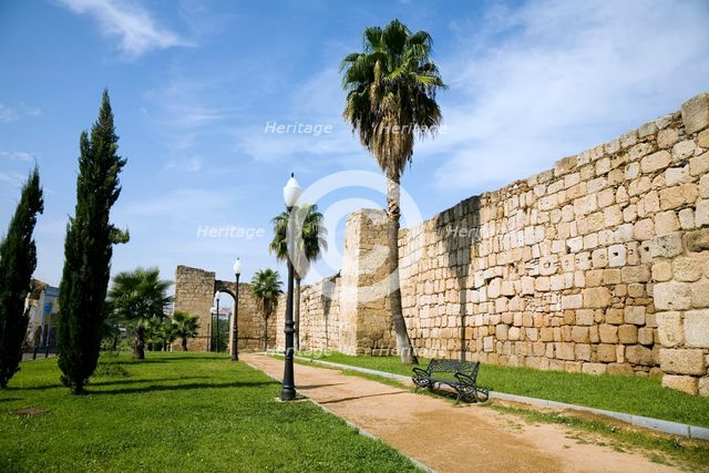 The walls of the Arab fortress (alcazaba) at Merida, Spain, 2007. Creator: Samuel Magal.
