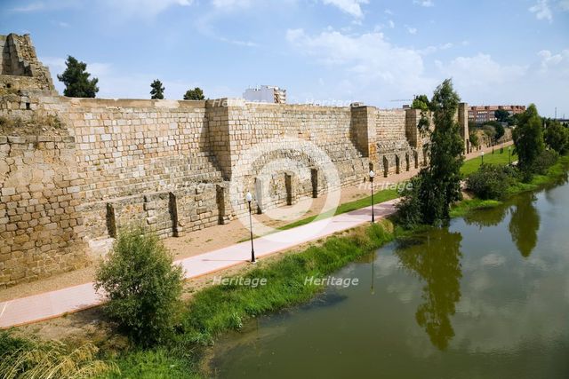 The walls of the Arab fortress (alcazaba) at Merida, Spain, 2007. Creator: Samuel Magal.