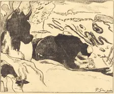 The Washerwomen (Les laveuses), 1889. Creator: Paul Gauguin