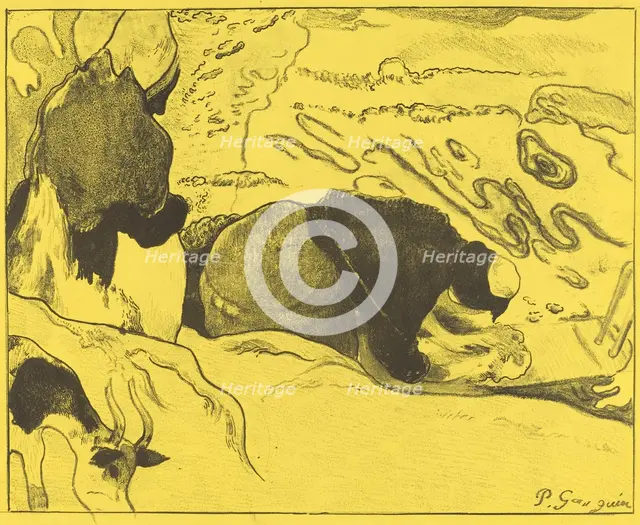 The Washerwomen (Les laveuses), 1889. Creators: Paul Gauguin, Ambroise Vollard.