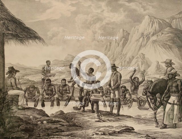 The washing of diamonds, Curralinho, 1823-1831. Creator: Meier (Meyer), E. (active 1820s-1830s).