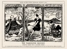 The Washington Hatchet. American design for a Japanese screen, Punch, December 11, 1921 Creator: Leonard Raven-Hill