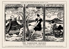 The Washington Hatchet. American design for a Japanese screen, Punch, December 11, 1921 Creator: Leonard Raven-Hill