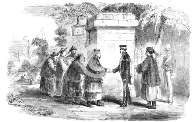 The War with China - Mr. Consul Parkes bidding Adieu to the Old Co-Hong Mandarins, 1857. Creator: Unknown.