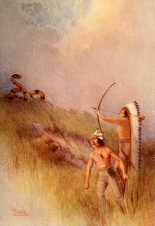 The War-chief kills the Monster Rattlesnake 1914. Creator: Unknown