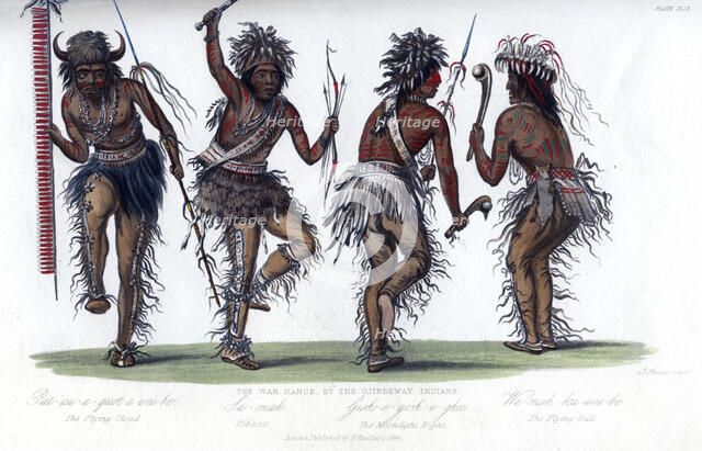 'The War Dance, by the Ojibbeway Indians', 1848.Artist: Harris