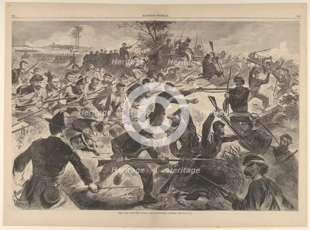 The War for the Union, 1862 - A Bayonet Charge (Harper's Weekly, Vol. VII), July 12, 1862. Creator: Unknown.