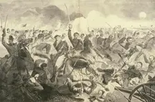 The War for the Union 1862 - A Cavalry Charge, 1862. Creator: Winslow Homer