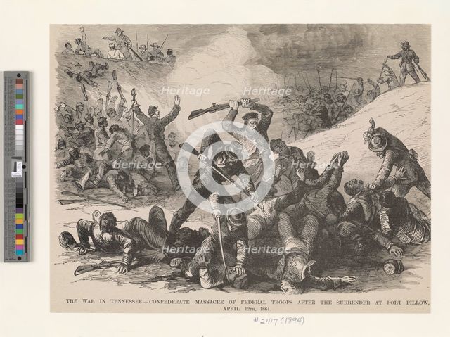 The war in Tennessee : Confederate massacre of Federal troops after the surrender, Fort Pillow, 1864 Creator: Unknown.