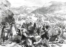 The War in the Herzegovina: insurgents surprising a Turkish convoy...1876. Creator: Unknown