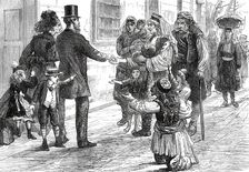 The War in the Herzegovina: Refugees begging outside an hotel at Ragusa, 1876. Creator: Unknown