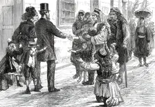 The War in the Herzegovina: Refugees begging outside an hotel at Ragusa, 1876. Creator: Unknown