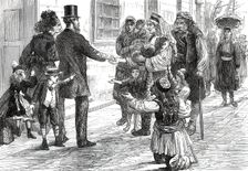 The War in the Herzegovina: Refugees begging outside an hotel at Ragusa, 1876. Creator: Unknown