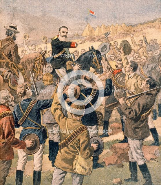 The War in the Transvaal:  General Joubert rallying the Boers, from Petit Journal, pub.  January 190