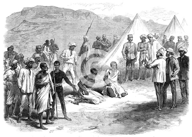 The War in Abyssinia: trial of two natives for stealing commissariat stores, 1868. Creator: Unknown.