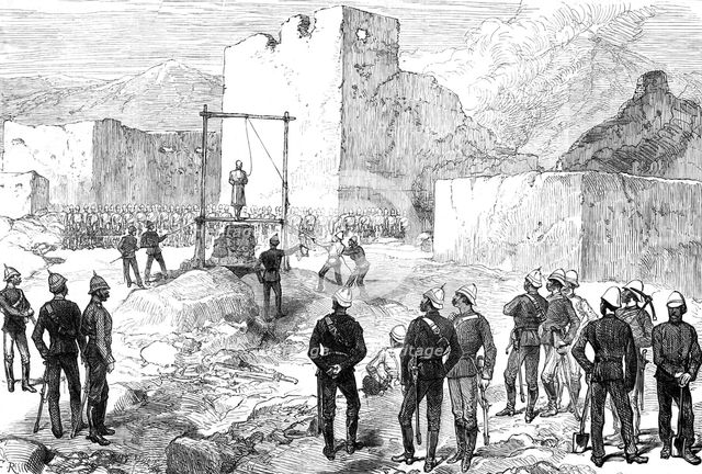 The War in Afghanistan: execution of the Kotwal of Cabul, Oct. 26, outside the Residency, 1880. Creator: Unknown.
