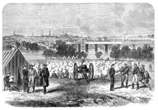 The War in America: camp of Federal prisoners on Belle Isle, Richmond..., 1864. Creator: Unknown