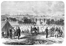 The War in America: camp of Federal prisoners on Belle Isle, Richmond..., 1864. Creator: Unknown