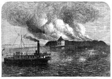 The War in America: Fort Ocracoke, on Beacon Island, North Carolina, destroyed by fire on..., 1861. Creator: Unknown