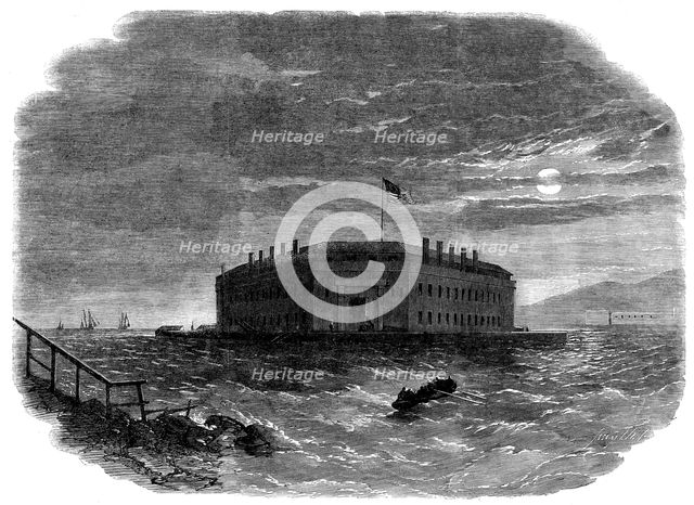 The War in America:  Fort Lafayette, the Federal Bastille for political prisoners, 1862. Creator: Smyth.
