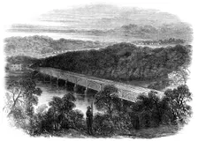 The War in America: the Chain-Bridge across the Potomac above Georgetown, looking towards..., 1861. Creator: Unknown