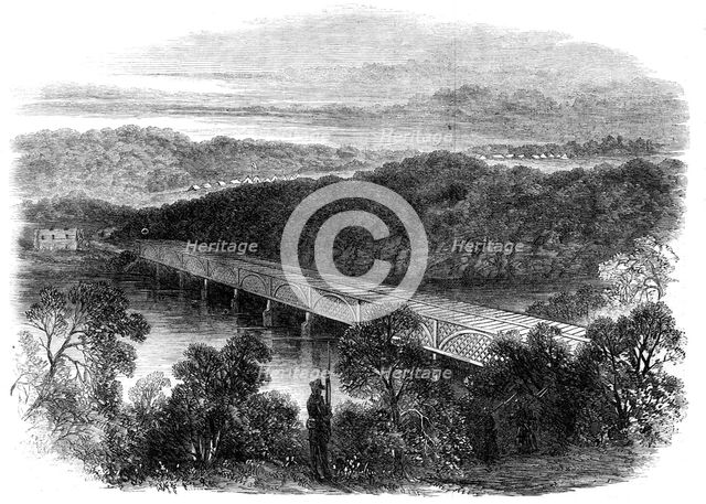 The War in America: the Chain-Bridge across the Potomac above Georgetown, looking towards..., 1861. Creator: Unknown.