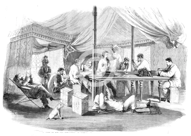 The War in China - tent of the 15th Punjaubees at Pehtang..., 1860. Creator: Unknown.