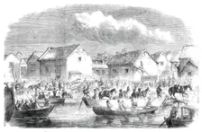 The War in China - the landing of British troops at Pehtang..., 1860. Creator: Unknown