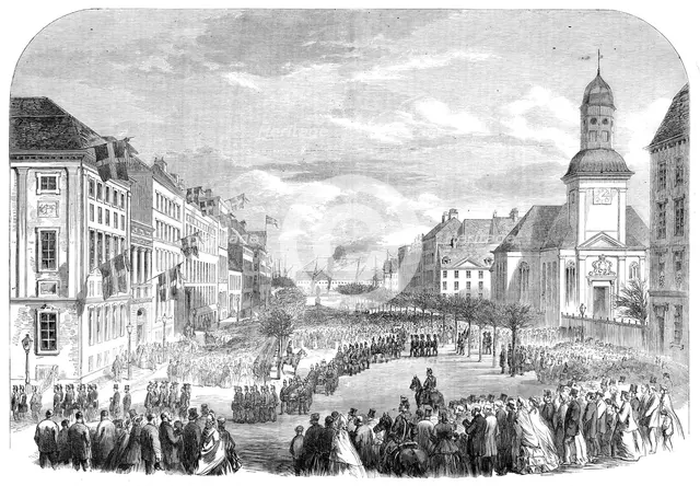 The War in Denmark: public funeral at Copenhagen of officers and soldiers killed at Düppel, 1864. Creator: Unknown.