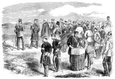 The War in Denmark: Prince Frederick Charles and staff directing the assault on Düppel..., 1864. Creator: Unknown