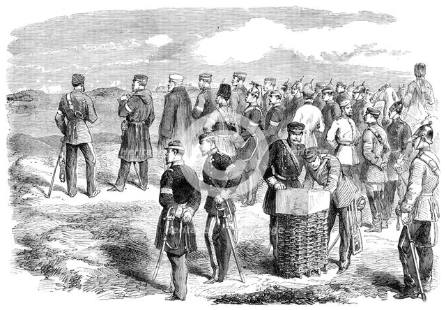 The War in Denmark: Prince Frederick Charles and staff directing the assault on Düppel..., 1864. Creator: Unknown.