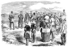 The War in Denmark: Prince Frederick Charles and staff directing the assault on Düppel..., 1864. Creator: Unknown