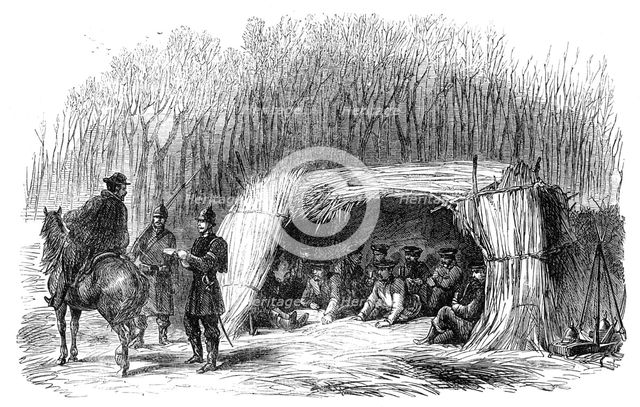 The War in Denmark: Prussian outpost at the corner of Büffel-Koppel Wood..., 1864. Creator: Unknown.