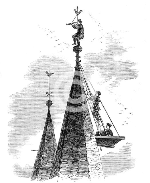 The War in Denmark: Prussian look-out on Broacker Church spire..., 1864. Creator: Unknown.