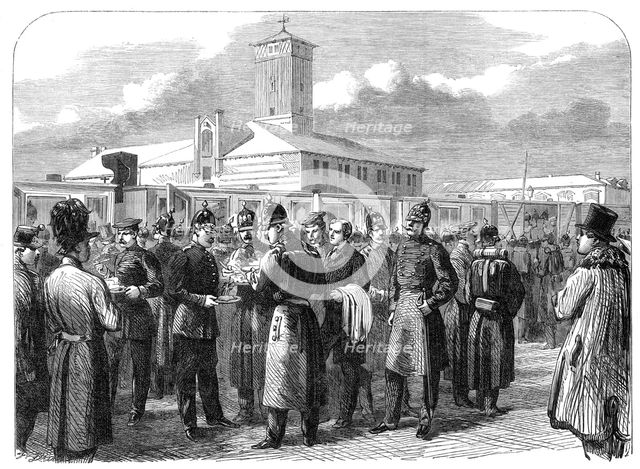 The War in Denmark: Prussian troops leaving Altona for Schleswig...at the railway station, 1864. Creator: Frederick John Skill.