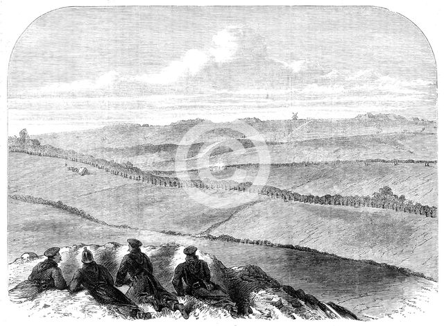 The War in Denmark: sketch of the Redoubts...at Düppel, showing the...outpost sentries..., 1864. Creator: Unknown.