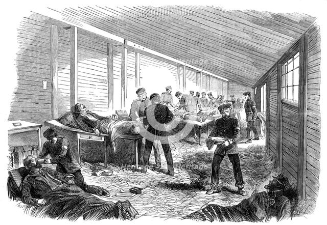 The War in Denmark: temporary field hospital...scene in the amputating hut..., 1864. Creator: Unknown.