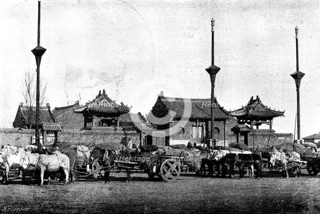 The War in Eastern Asia: carts with stores leaving Niuchuang for Mukden, 1895. Creator: Unknown.
