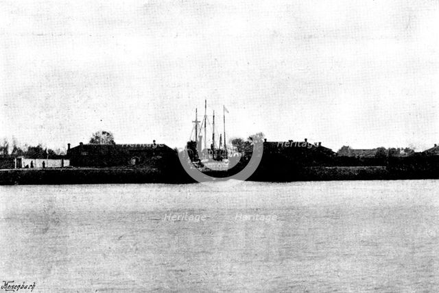 The War in Eastern Asia: entering Niuchuang Dock, November 5, 1895. Creator: Unknown.